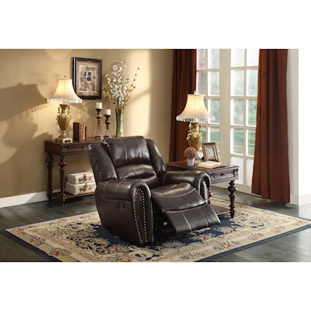 Traditional Gliding Recliner with Nailhead Trim